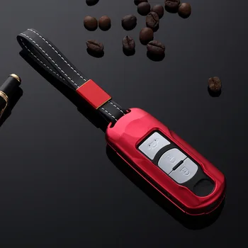 

Aluminum Alloy Car Key Case Key Cover Shell With Key Chain Ring Auto Accessories For Mazda CX-4 CX-5 CX-7 Atenza Alexa Smart Key