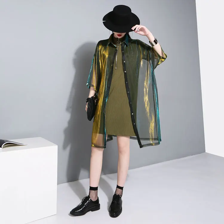 remarkable  New come  See Through Laser Symphony Sunscreen Jersey Jacket Clear Jacket Iridescent Rainbow Hologr