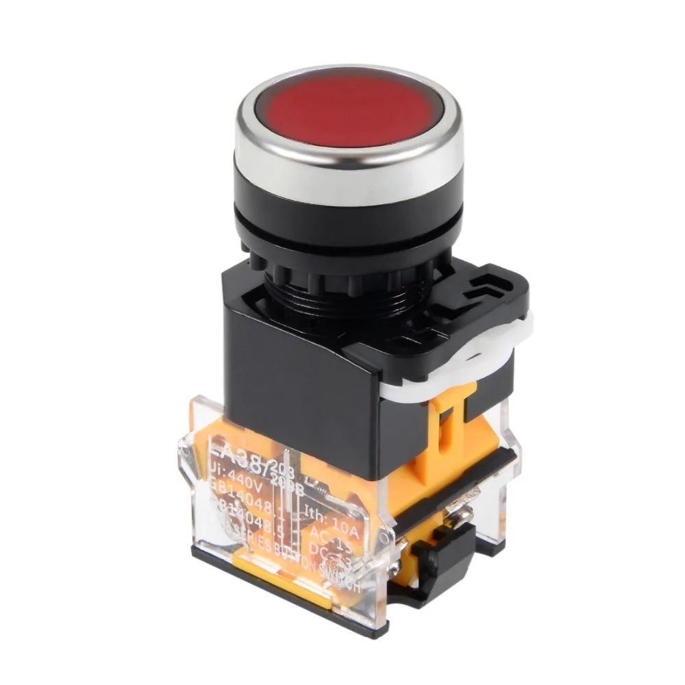

UXCELL 22mm Latching Push Button Switch Red Round Button DPST 1 NO 1 NC To Control The Electromagnetic Starter Contactor Relay