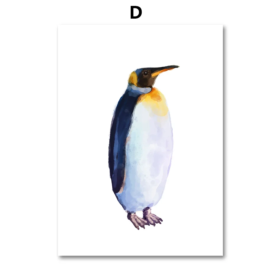 Акварельная птица, Орел, колибри, настенная живопись на холсте, скандинавские плакаты и принты, Настенные рисунки с животными для декора гостиной - Цвет: D