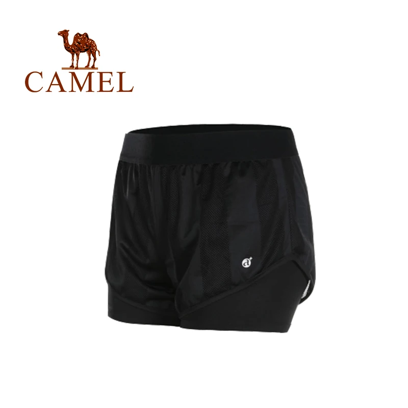 CAMEL Женские Спортивные шорты 2в1 спортивные колготки для бега дышащие быстросохнущие спортивные шорты для занятий фитнесом йогой - Цвет: 620 Black