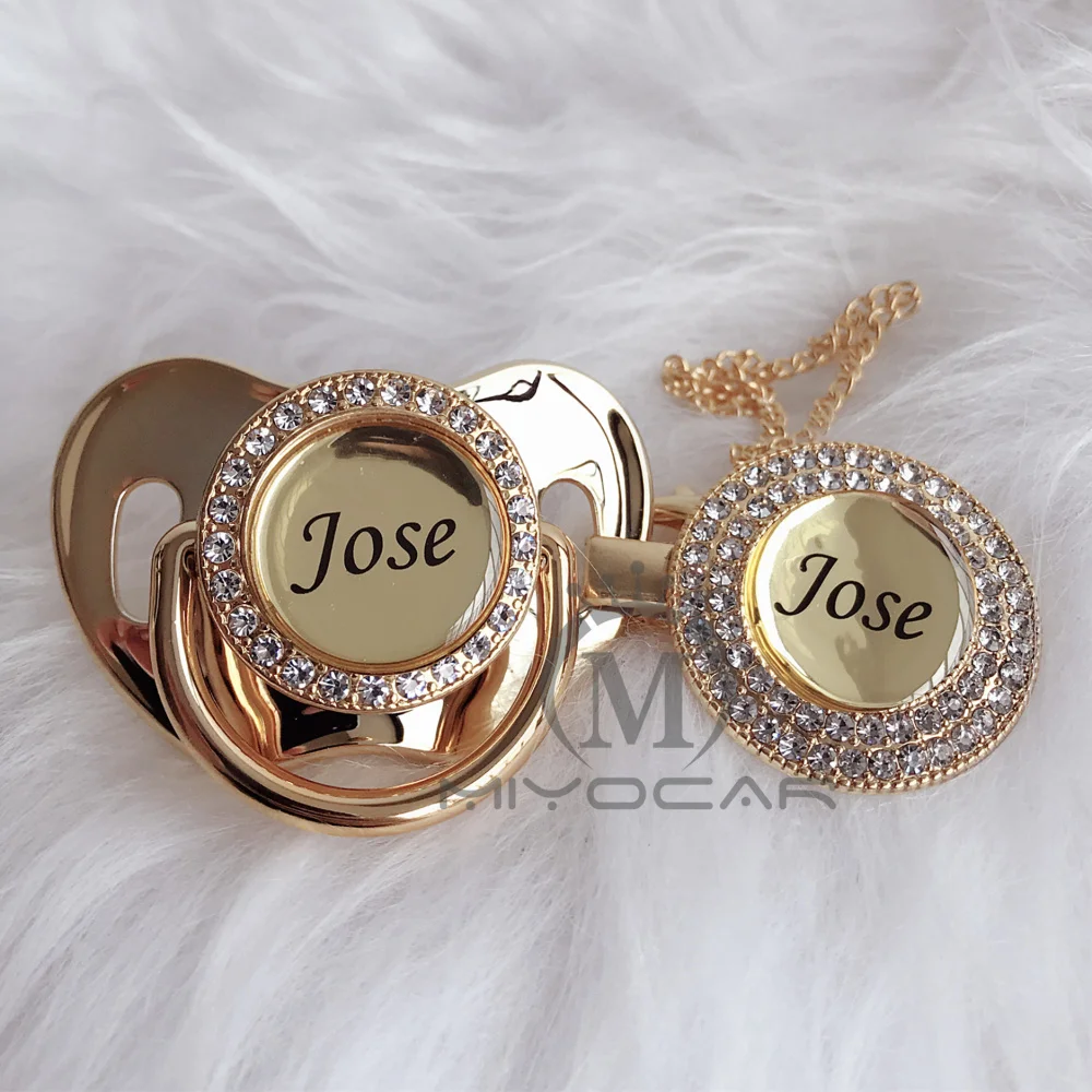 Buy MIYOCAR Personalized any name can make gold bling pacifier and pacifier clip BPA free dummy bling unique design P8