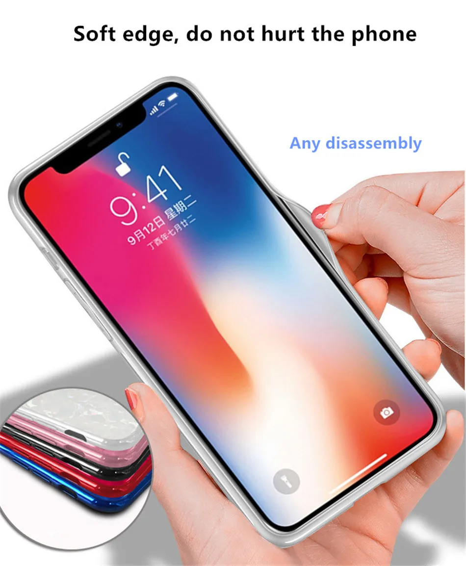 Luxury Tempered Glass Geometric Case For iPhone X 7 8 Plus Soft TPU Frame Art Print Patterned ProtectiveCover For iPhoneX 10 (4)