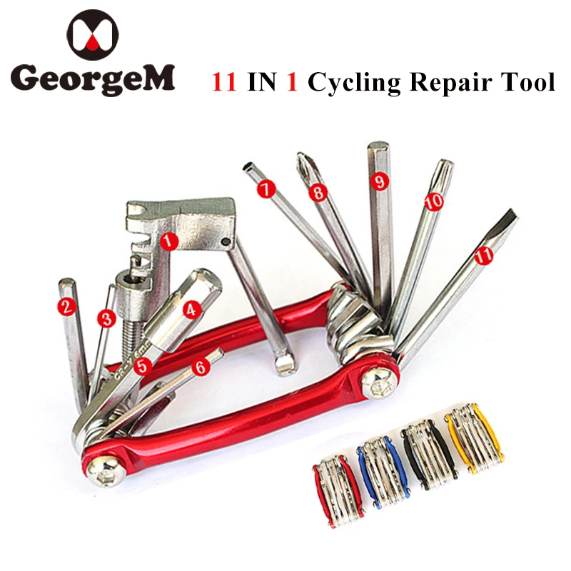 GEOREGM Mini Repair Tool 11 IN 1 Bicycle Tools MTB Mountain Road Bike