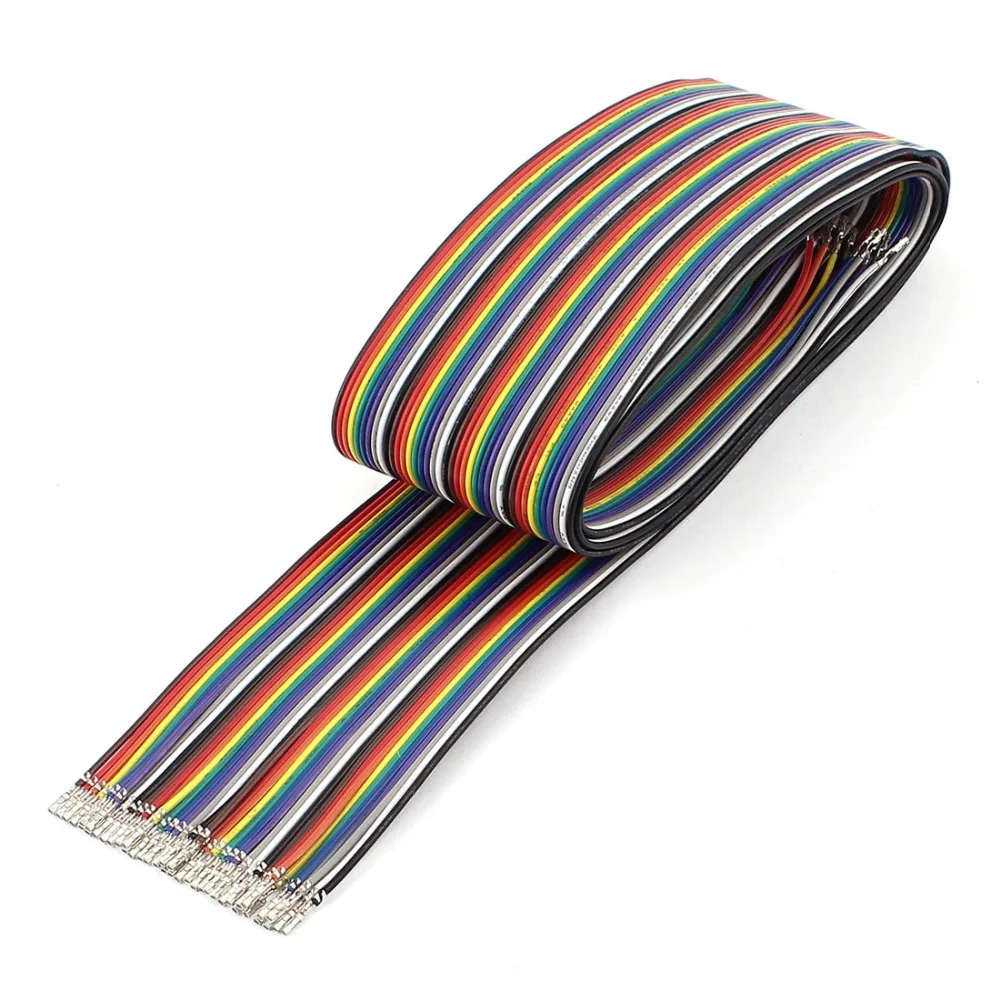 

UXCELL 100cm Female to Female 1P-1P 40Pin Flat Rainbow Ribbon Cable 2.54mm Wiring Accessories Electrical Equipment Supplies