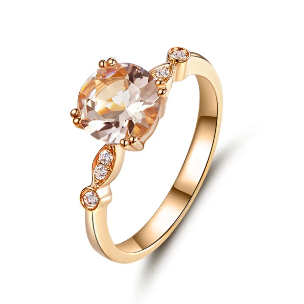 

Peacock Star 14K Rose Gold Wedding Engagement Ring 1.2 Ct Peach Morganite 0.07 Ct Natural Diamonds