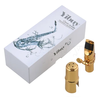 

Yibuy 7# Bb Soprano Saxophone Mouthpiece with Cap Square Ligature Gold Plated