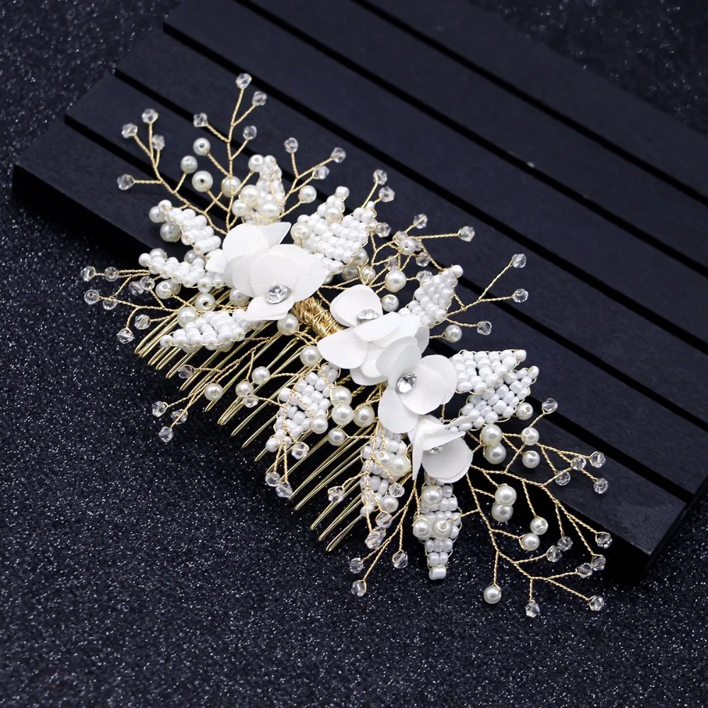 Pérola Cristal Tema Hamdmade Vinha de Metal Grampos de cabelo Pente De Cabelo de Noiva Do Casamento Prom Pageant Tiara Headwear Jóias Cabelo Das Mulheres (3)