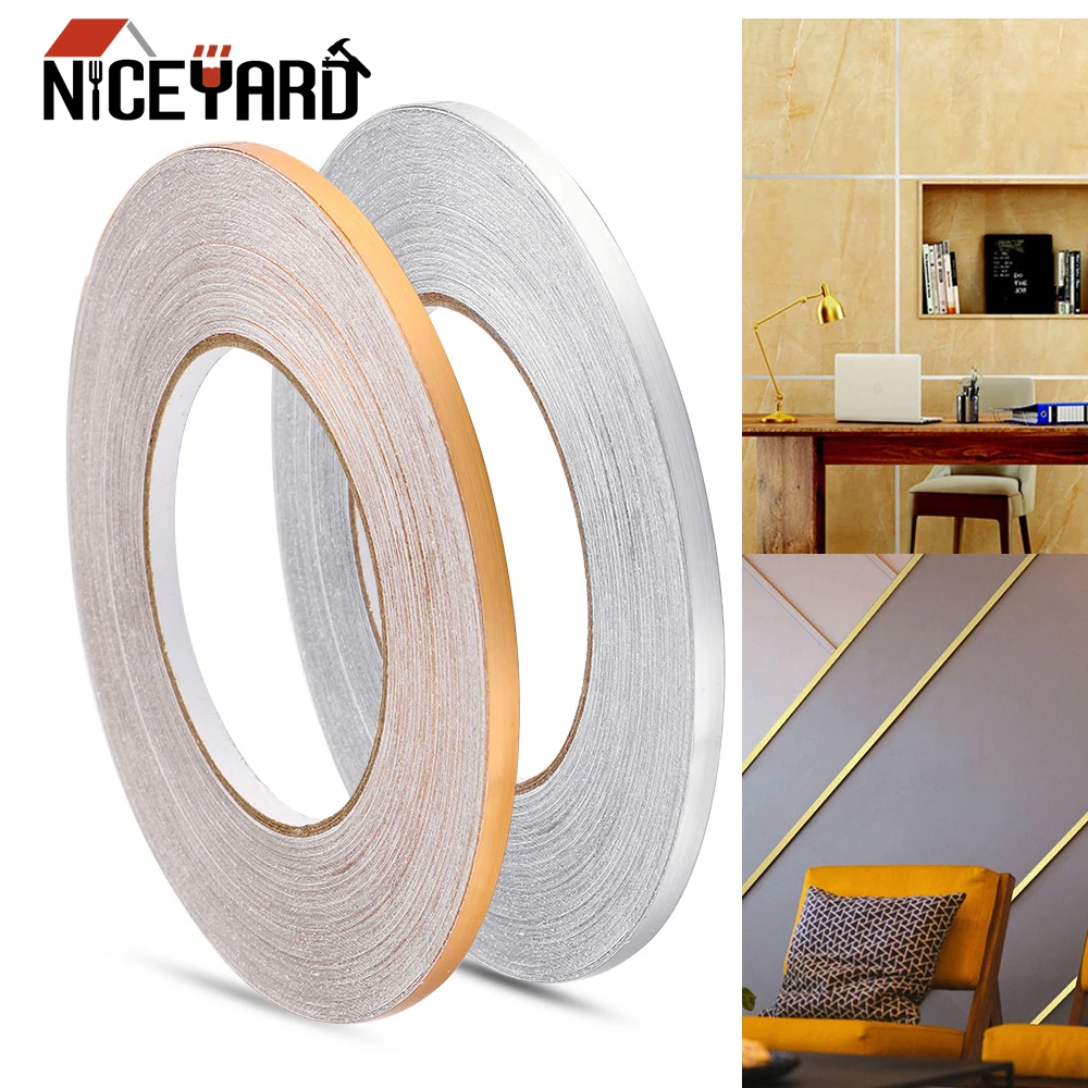 

NICEYARD Home Decor 50x0.05m Gap Sealing Foil Tape Waterproof Gold Silver DIY Copper Foil Strip Wall Sticker Floor Seam Sticker