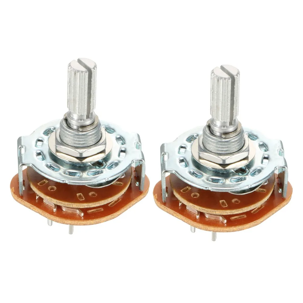 Interrupteur Rotatif 4 Circuits 3 Positions - Sélecteur Avec Arbre 6mm, Base 26mm, Pour Montage Panneau, Contacts 0.3A 125V AC - 3