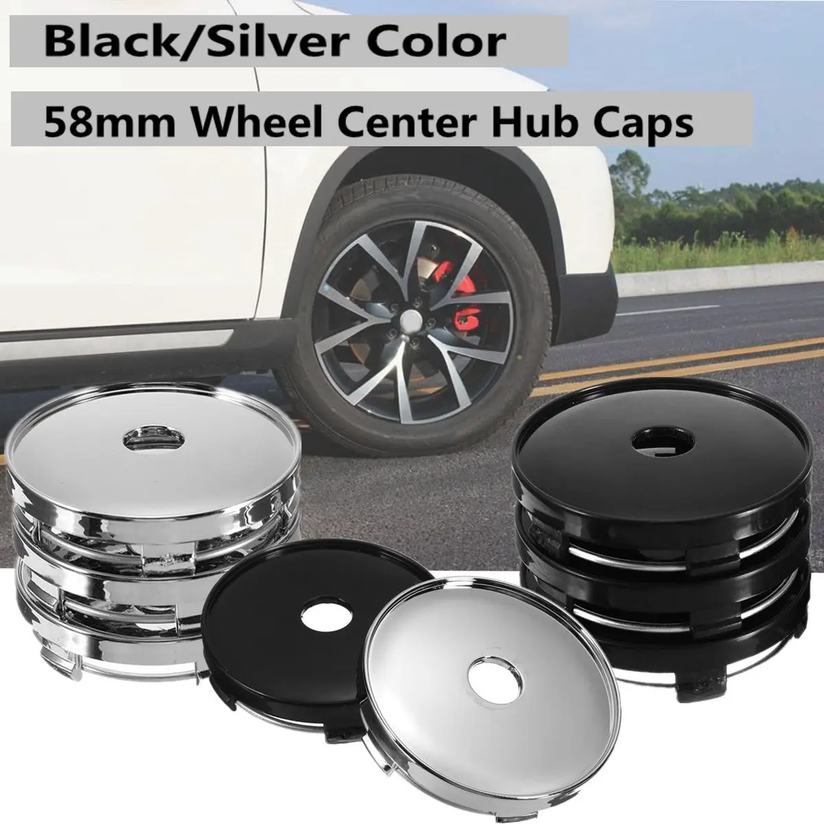 

4pcs 58mm Universal Car Wheel Tire Rims Center Hub Caps Cover Decorative Kit