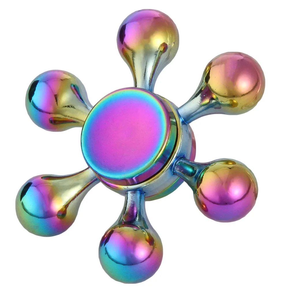 

Six Arm Water Drop Gyro Metal Wheel Aluminum Alloy rainbow Fingertip Gyro Finger Spinner Metal Fidget EDC Anti-stress Toy Gift