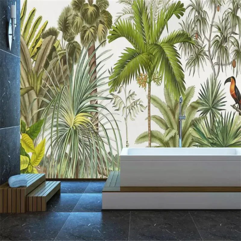 European retro tropical rainforest living room wall custom large wallpaper murals 3D photo wall manufacturers wholesale European retro tropical rainforest living room wall custom large wallpaper murals 3D photo wall manufacturers wholesale