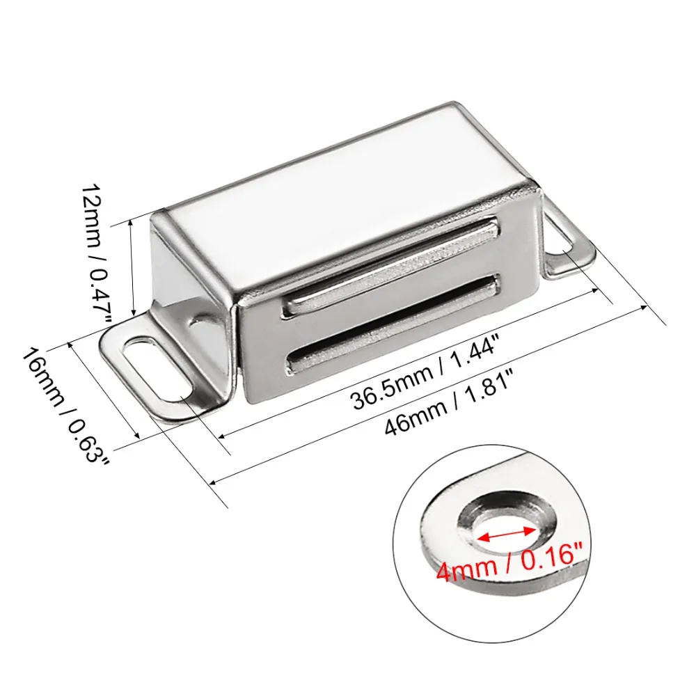 Uxcell 2 шт. 46 мм 53 мм длина двери шкафа магнитный замок замена Нержавеющая сталь магнит защелка для домашней мебели