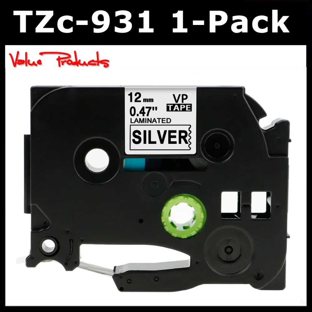 Для TZe 931 этикетка лента 12 мм черный на серебре для Brother p touch PTH110/PT D200/PTD600/Pt d400