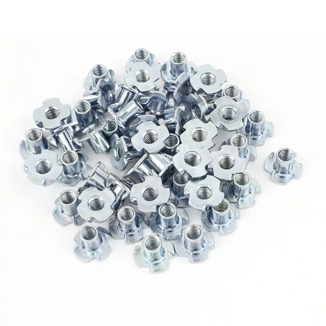 uxcell 50Pcs 4 Prongs Carbon Steel Zinc Plated T-Nut Tee Nut M5 x 8mm uxcell 50Pcs 4 Prongs Carbon Steel Zinc Plated T-Nut Tee Nut M5 x 8mm