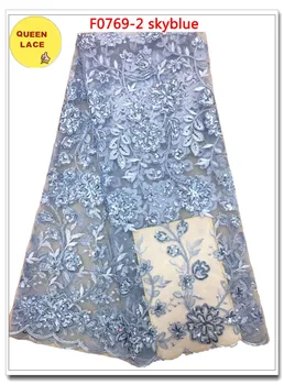 

Tulle Lace High Quality French Lace Net Fabric With Sequins For Lady Dress