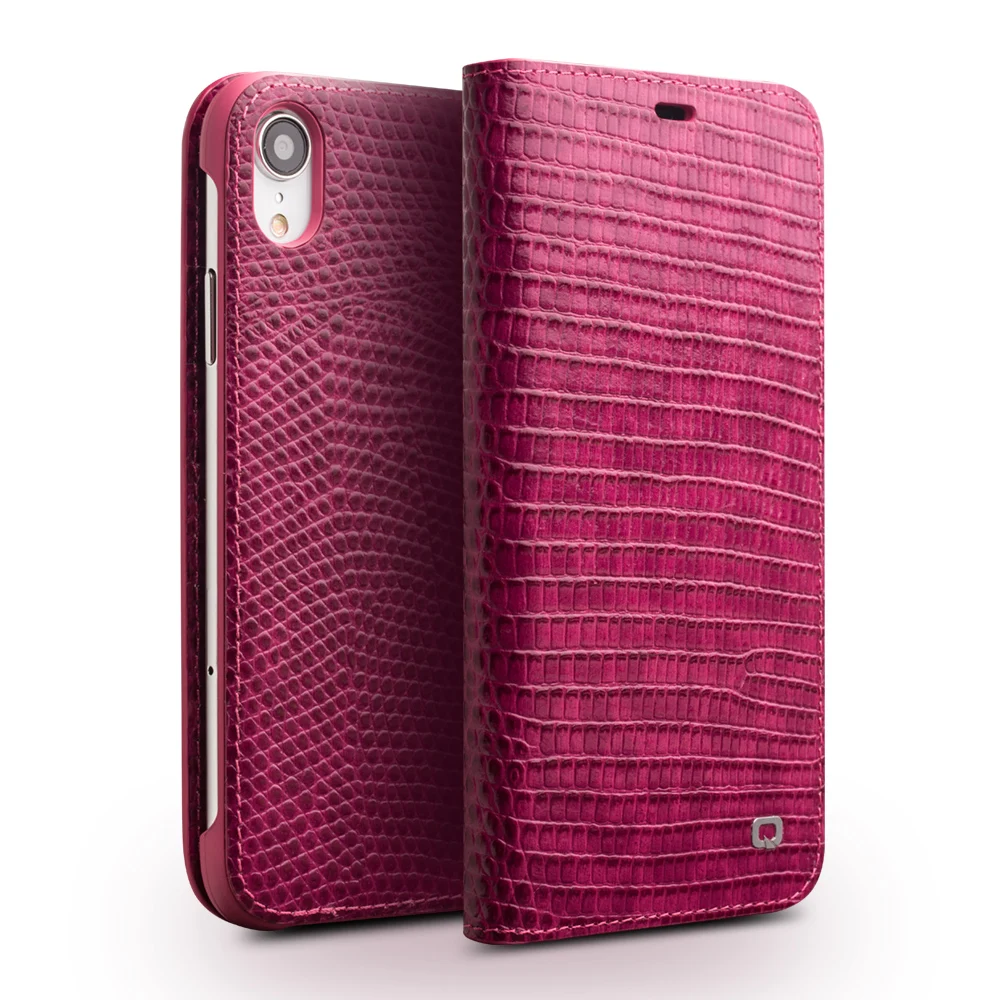QIALINO Flip Phone Case for iPhone XR XS Max Crocodile Texture Top