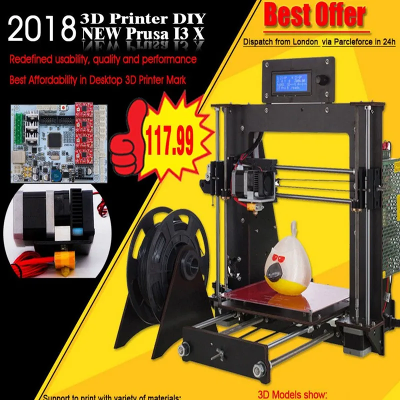 

CTC Prusa i3 3D Printer Frame High Precision Impressora DIY Kit LCD 2017 Hot Sell Machine Resume Power Failure Printing