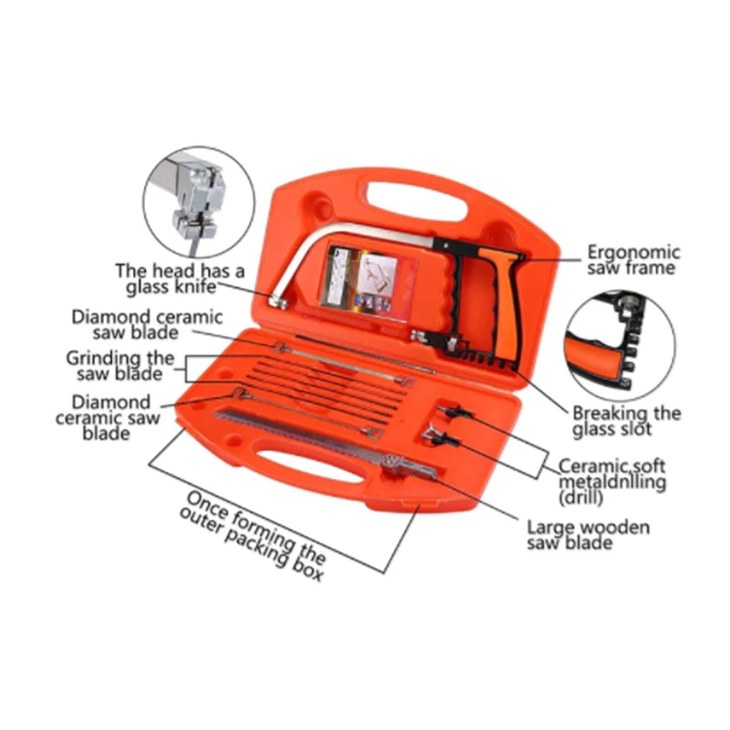 Многофункциональная ручная пила, набор, Деревообрабатывающая универсальная ручная пила, 11 в 1, мини-ножовка, сделай сам, для дерева, стекла, керамической плитки, металлическая пила