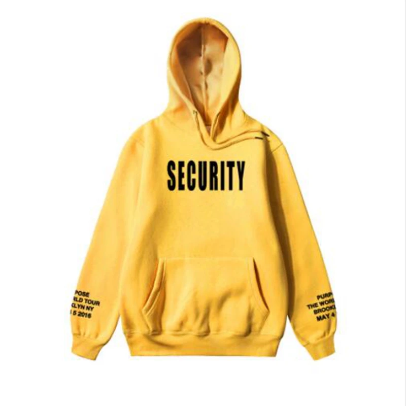 Vfiles Security Print Hoodie Justin Bieber Fog High Street Sweatshirt Bibb Purpose Tour Yellow Hoodie Lovers Couple Bts Hoodie
