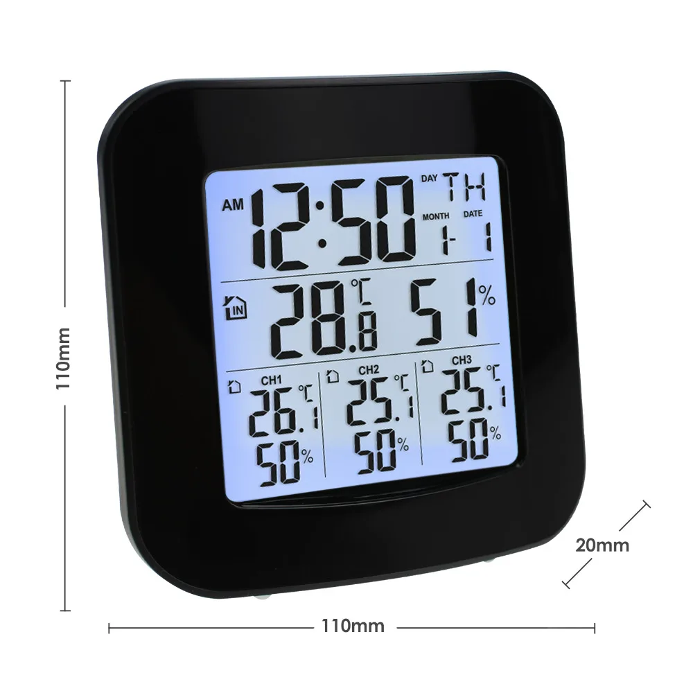 Kopen Digitale Weerstation met Thermometer en Hygrometer, met 3 Indoor Outdoor Draadloze Sensoren voor Temperatuur en Vochtigheid