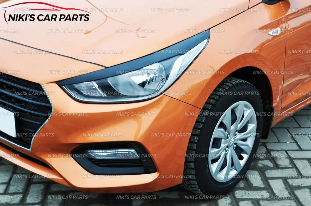 Брови на фары для hyundai Solaris-модель узкая ABS пластиковые реснички ресницы для украшения автомобиля Стайлинг тюнинг