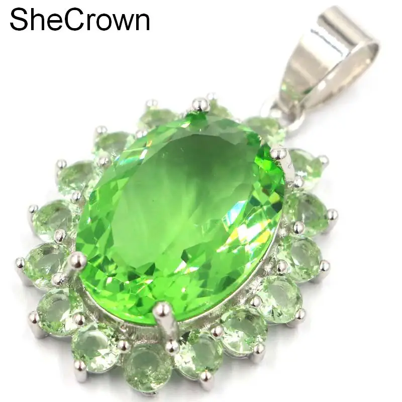 

Stunning Green Tsavorite Garnet Gift For Ladies 925 Silver Pendant 36x21mm