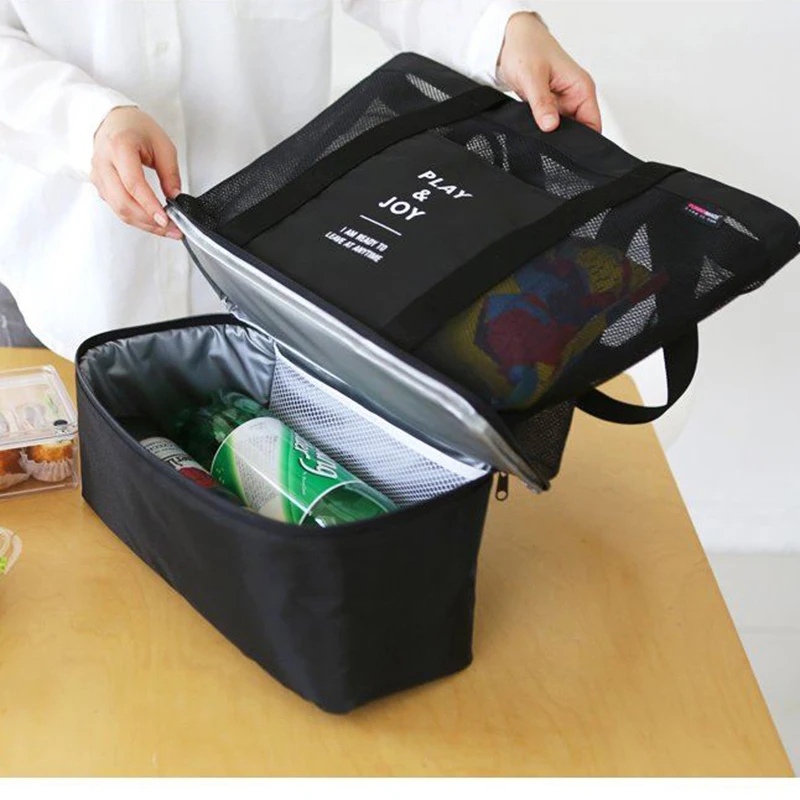 

Insulation Bag Black Laptop Shoulder Double Picnic Bag 37cmx42cmx15cm-1
