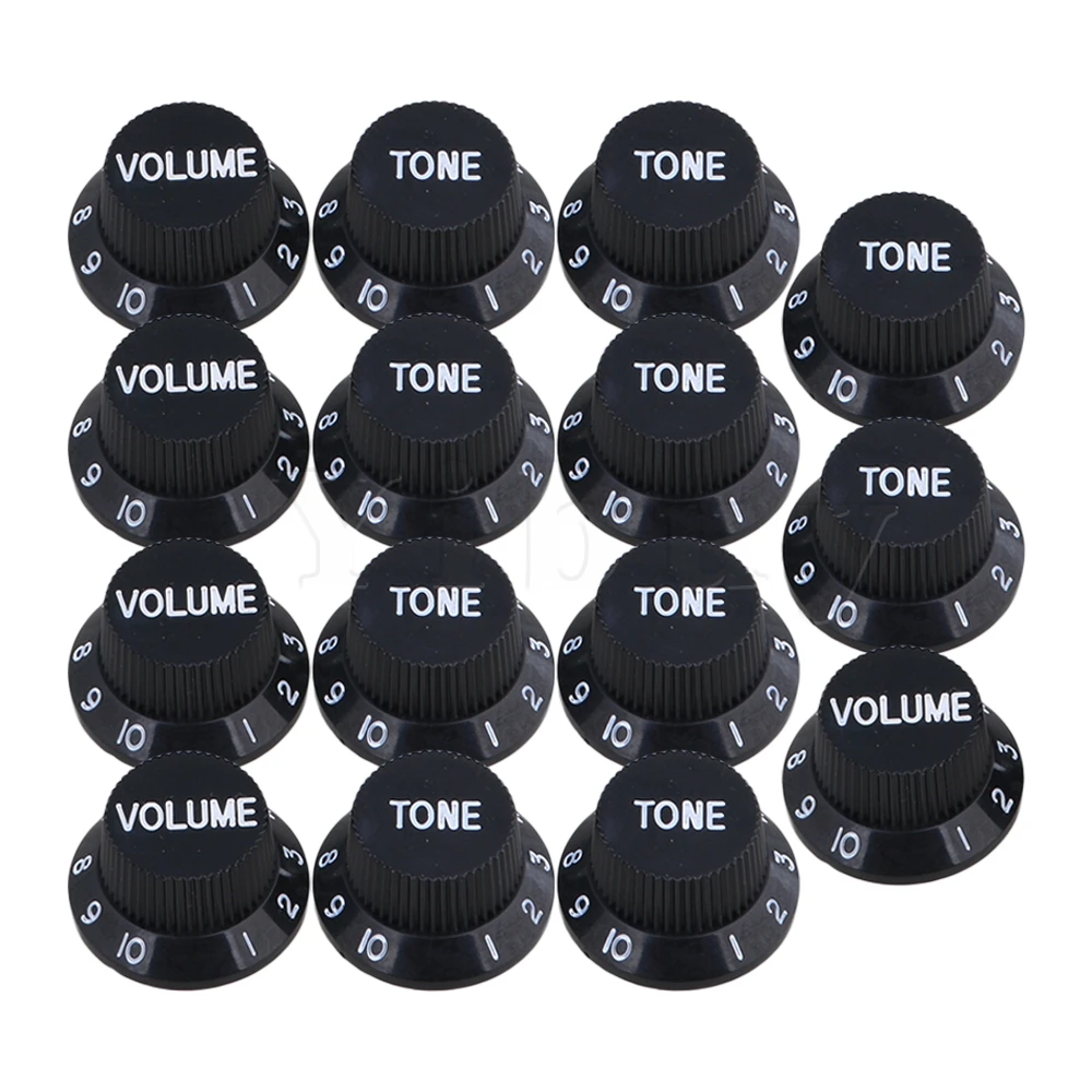 Yibuy Plastic Black Top Hat Speed Control Knobs with White Numbers Scale for Electric Guitar | Спорт и развлечения