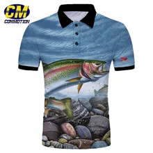 Цветная речная Рыба Печать Повседневная рубашка поло Азиатский размер