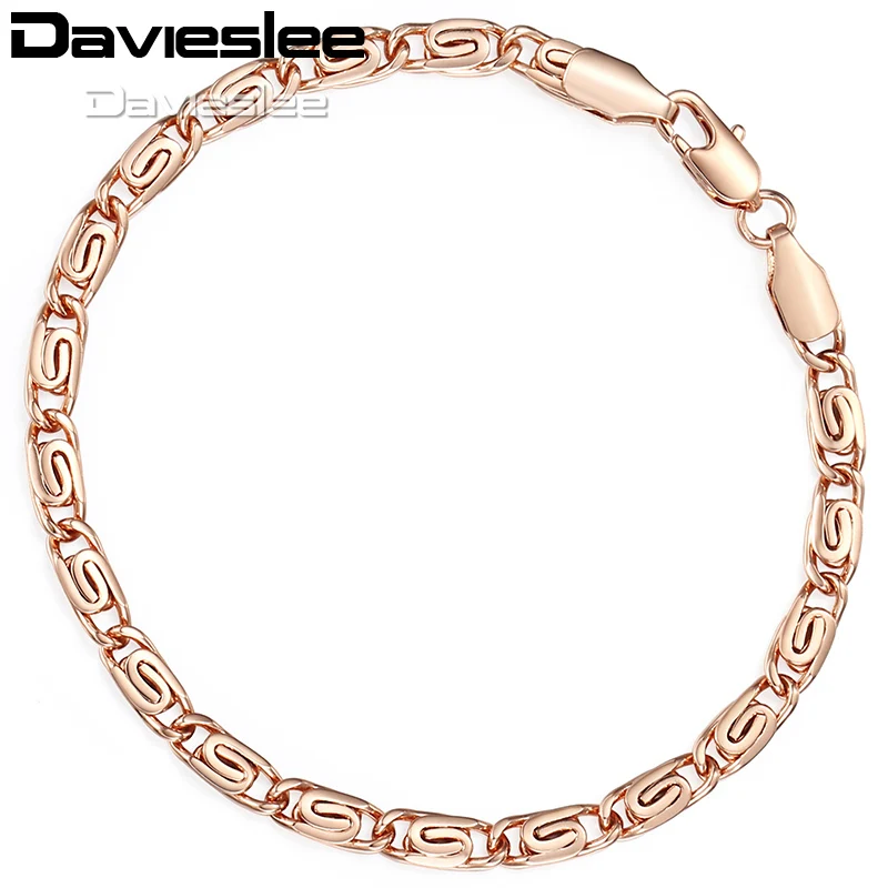 

Davieslee Womens Bracelet Chain 585 Yellow White Rose Gold Filled Snail Link 5mm 18cm-25cm LGB179
