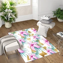 Else розовый цветок с зеленым листком золото треугольники 3d принт нескользящие микрофибры Гостиная Декоративные Современные моющийся коврик коврики