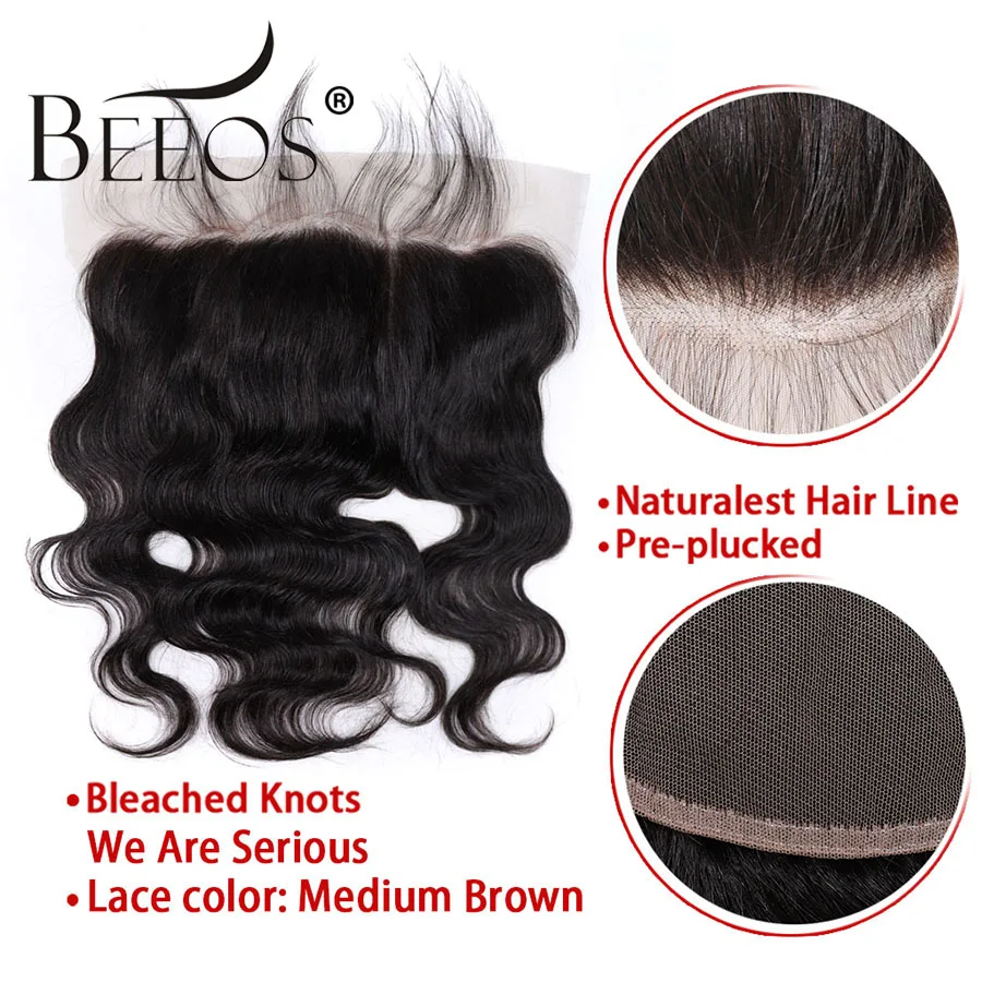 Brazilian Body Wave 13*6 Ear to Ear Lace Frontal Closure Remy Hair Deep Part Pre Plucked Baby Hair Lace Frontals Bleached Knots