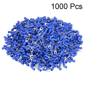 

Uxcell 1000Pcs/lot Crimp Terminal Electrical SV2-4M/SV2-4S Insulated Fork Spade Copper 16-14AWG Wire Connector Blue Yellow