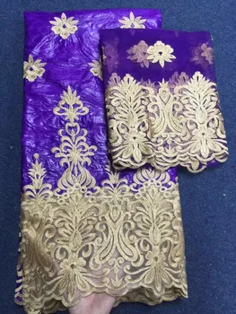 

Purple Getzner Brocade Bazin Riche African Bazin Riche Lace Fabric Fashionable Bazin Riche Getzner With 2Yards French Lace