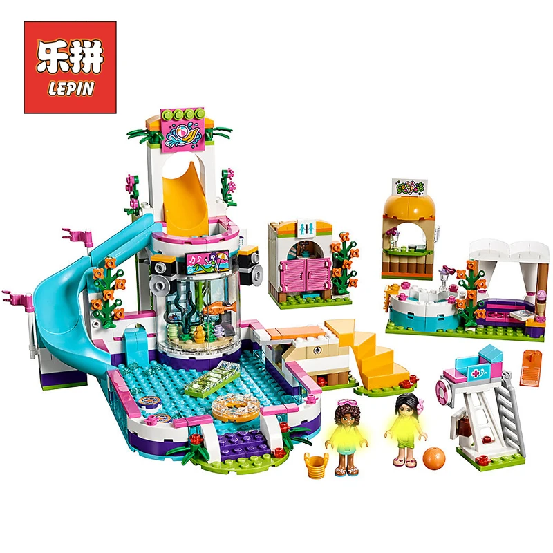 

Girl Club Friends Heartlake Summer Swimming pool Model Building Blocks Toys Bricks DIY Children Educational Toys Gift for Kids