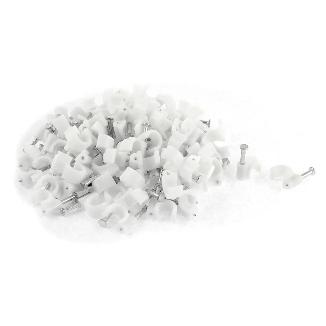 UXCELL Color 100Pcs White Plastic Wall Insert Circle Fixed Wire Metal Cable Nail Clip For 6Mm