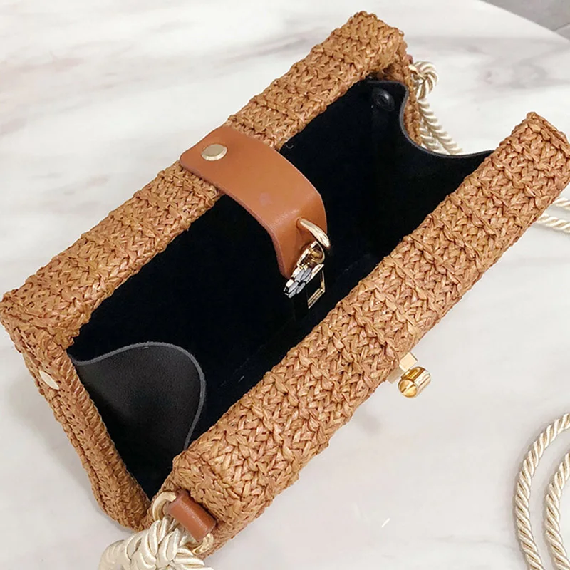 Women Hot Straw Bags Female Summer Beach INS Popular Handbag Lady Casual Rattan Shoulder Bag Travel Woven Mini Crossbody SS3122 (7)