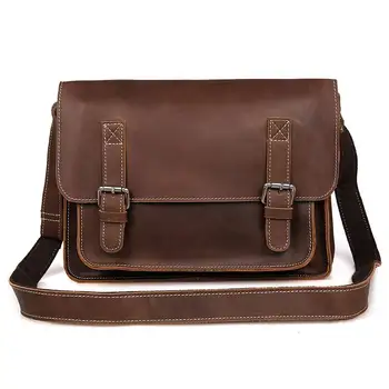 

Man Cow Leather Messenger Bag Famous Brand New Fashion Male Crazy Horse Cross Body Shoulder Travel Ipad Business Bags For Men