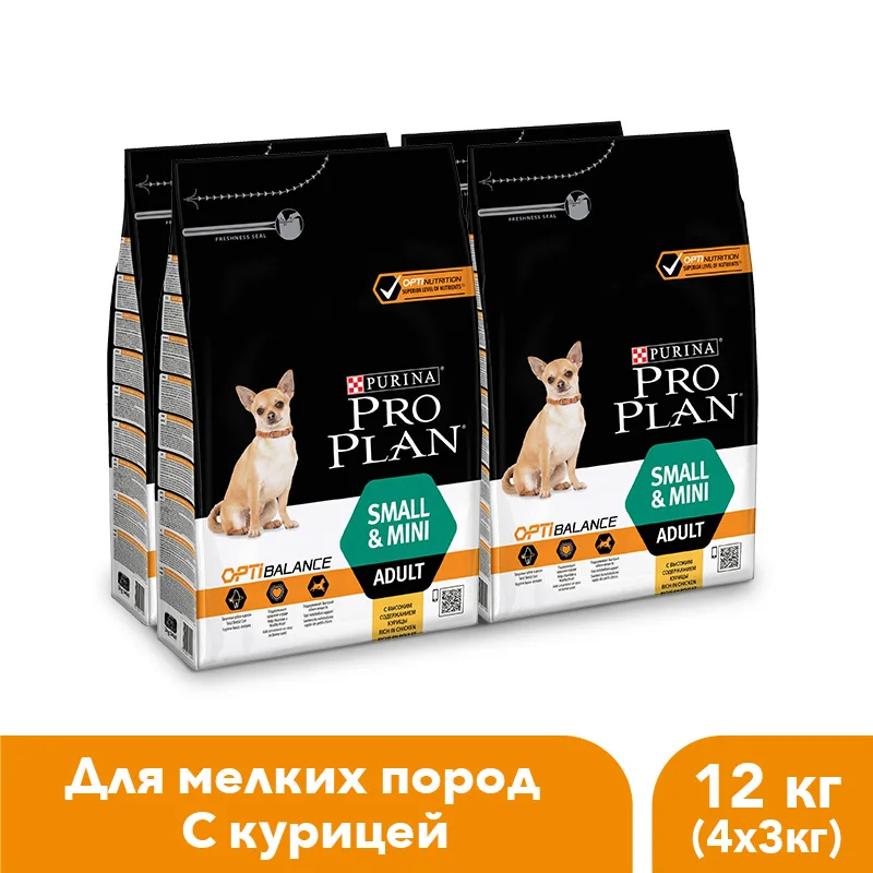 Сухой корм Pro Plan для взрослых собак мелких и карликовых пород с комплексом OPTIBALANCE®