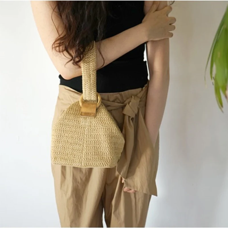 Women Summer Handbag INS Popular Female Fashion Straw Bags Lady Korean Hot Holiday Beach Tote Bag Travel Knit Bolsa SS3214 (9)