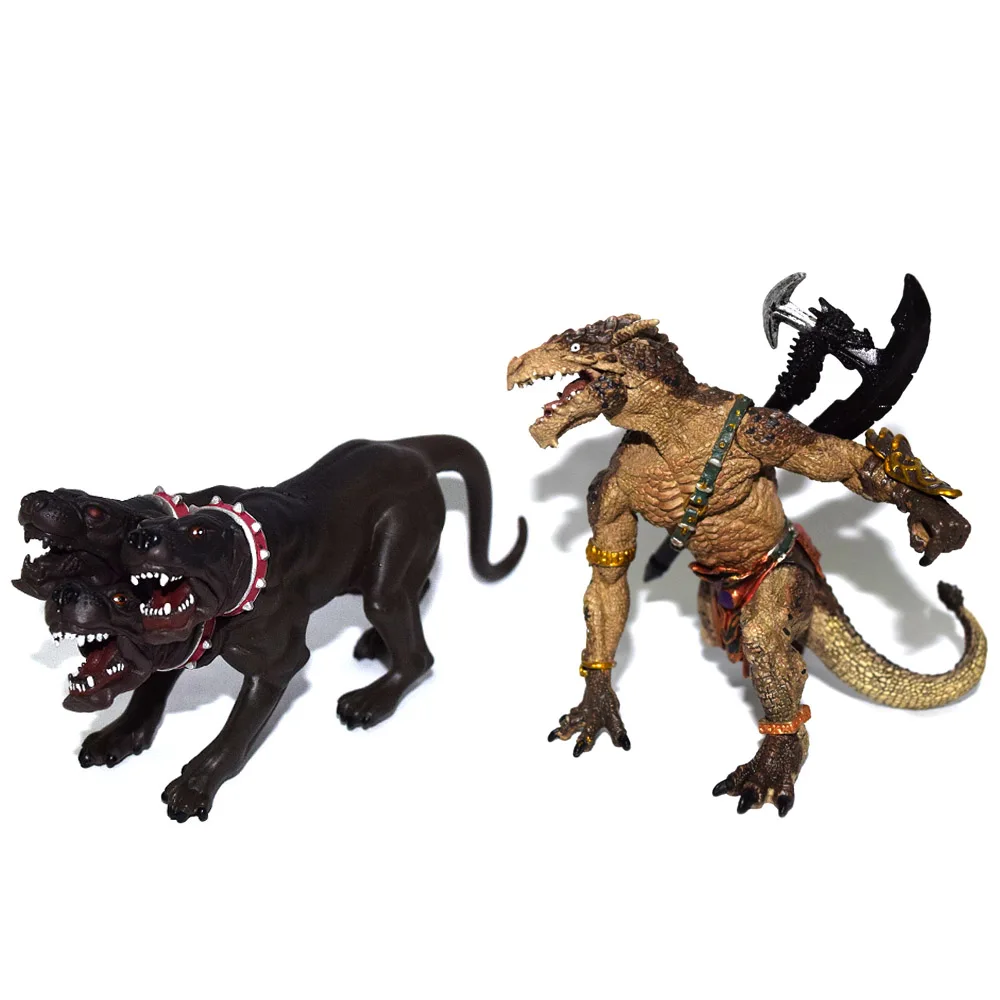 

Papo Mytical Cerberus Hell Hound Unssembled & Dragon Warrior Statue Figure