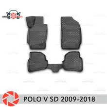 Для Volkswagen Polo V Sedan 2009- коврики Нескользящие полиуретановые грязеотталкивающие внутренние аксессуары для стайлинга автомобилей