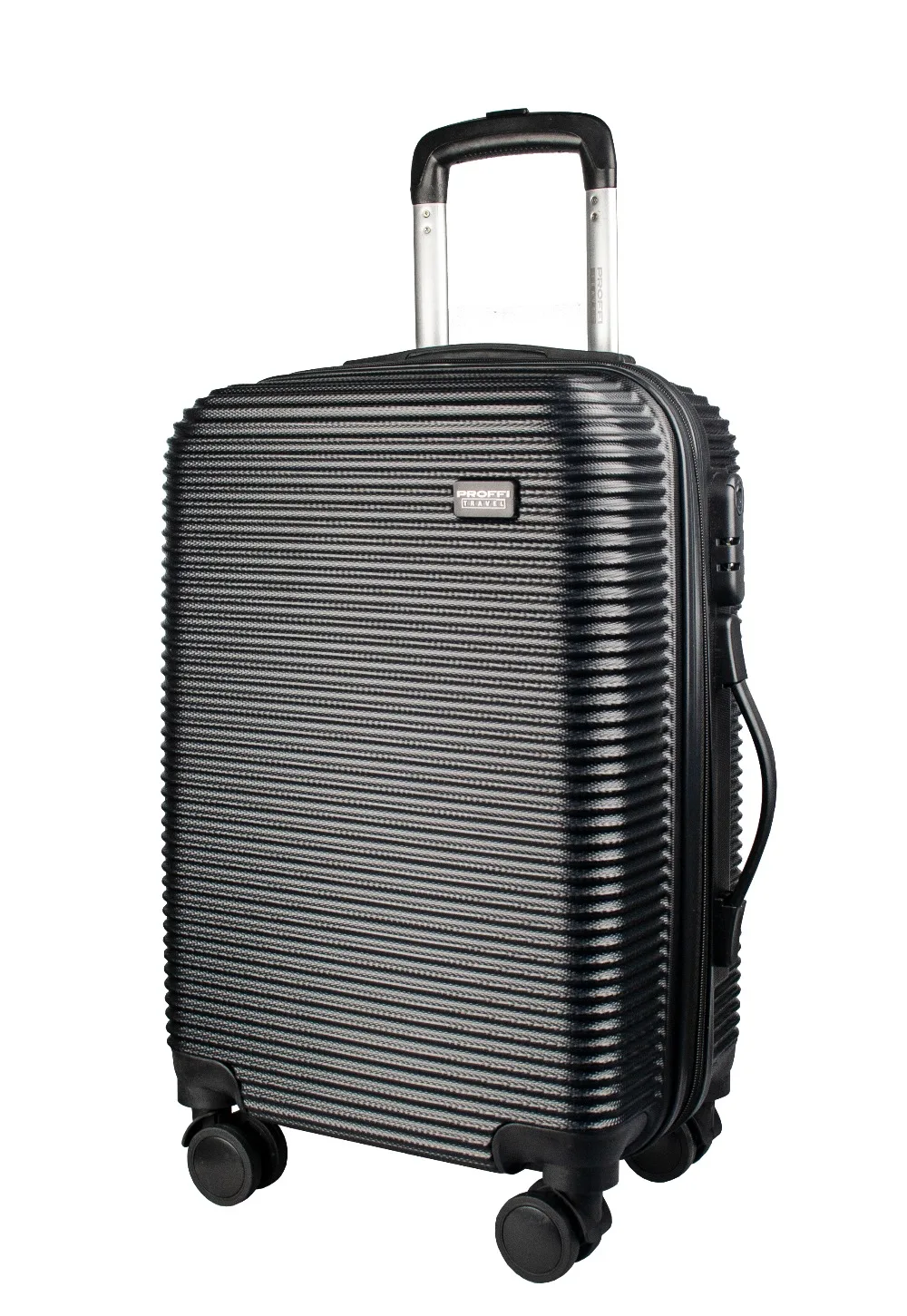 Plastic suitcase PROFFI TRAVEL PH9534black on wheels, S, with built-in weights
