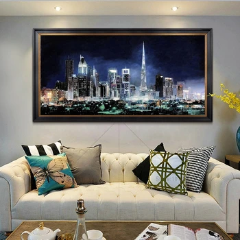 

Diamond Mosaic Cross Stitch Kits Night city Diamond Embroidery Sky Scenery Diy Diamond Painting Square Diamond Home Decoration