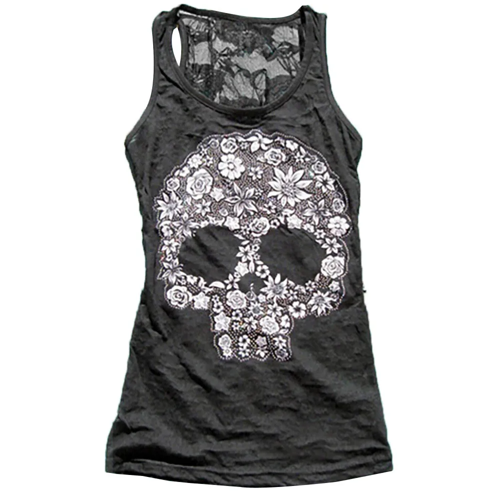 Buy Summer Tank Tops Women Skull Vest Printing Women