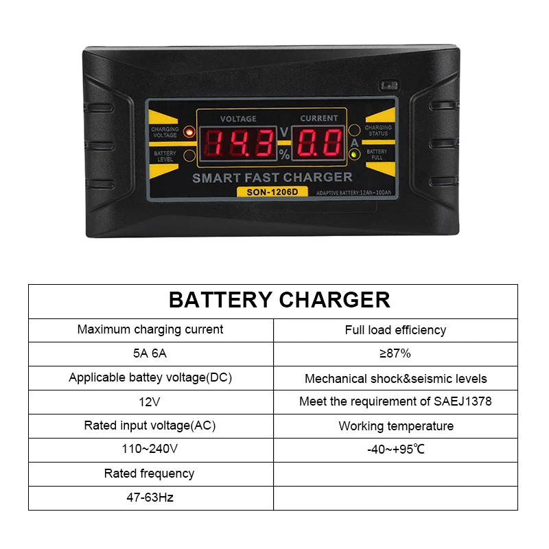 Полный автомат Аренда Батарея Зарядное устройство 12 V 6A Smart Батарея быстро Мощность зарядных устройств Мокрый Сухой свинцово-кислотная цифровой ЖК-дисплей EU/US