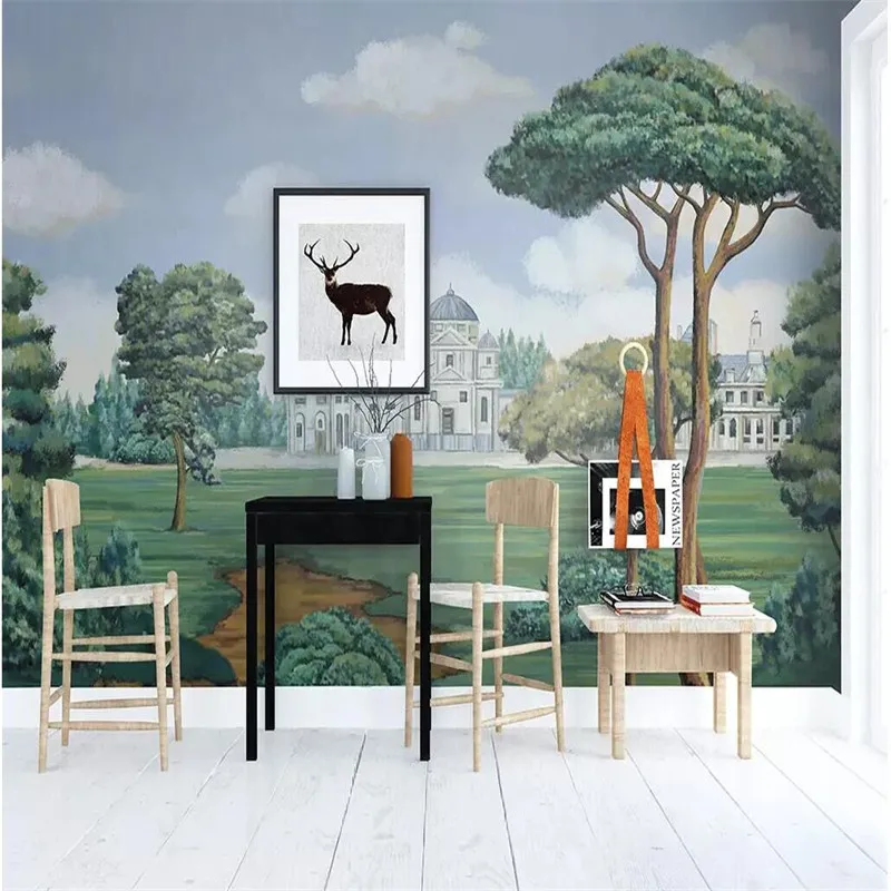 Hand-painted European painting castle forest wall decoration painting factory wholesale wallpaper mural photo wall Hand-painted European painting castle forest wall decoration painting factory wholesale wallpaper mural photo wall