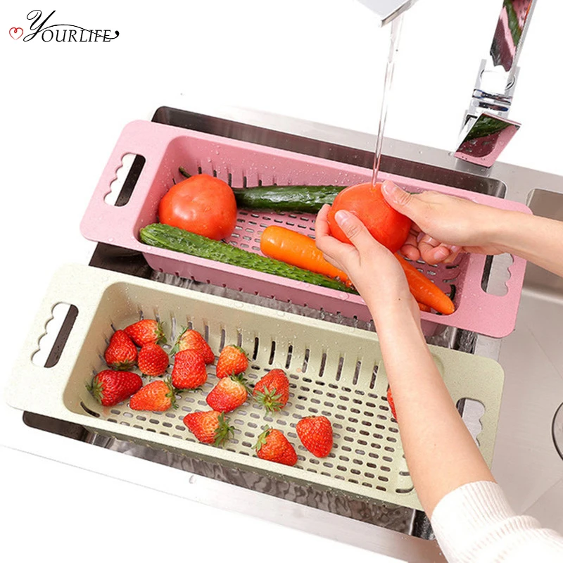 

OYOURLIFE Kitchen Multifunction Sink Rack Vegetables Fruit Drain Basket Tableware Organize Drying Shelf Kitchen Storage Holder